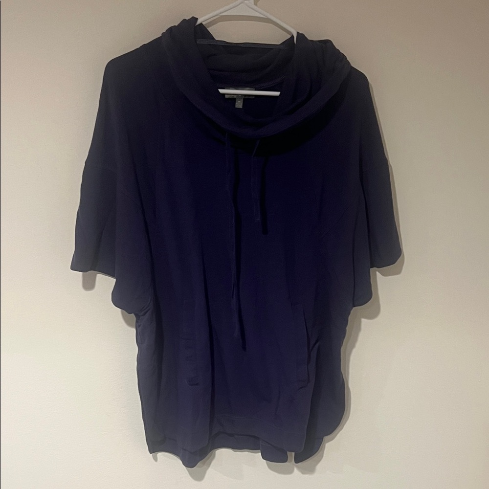 Neiman Marcus Deep Blue Cowl Neck Sweatshirt